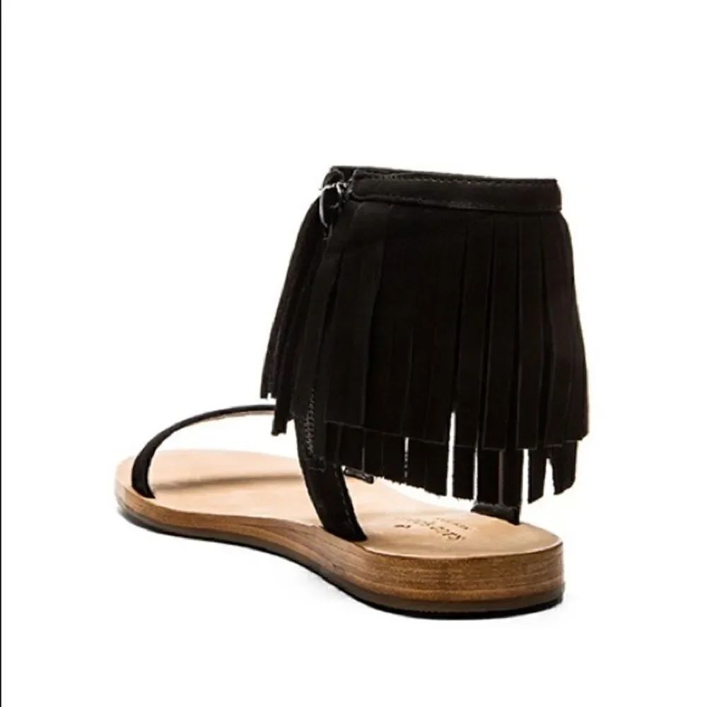 KATE SPADE ALEX SANDALS BLACK FRINGE - Picture 8 of 10